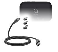BoxWave Câble compatible avec Alcatel LINKZONE 2 Mobile Hotspot - MagnetoSnap PD AllCharge Câble (100 W), Magnet PD 100W Câble de charge USB Type-C Micro USB - Noir de jais