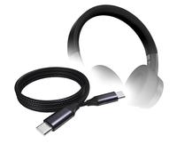 BoxWave Câble compatible avec casque Lenovo Yoga ANC - Câble DirectSync PD (0,9 m) - USB-C vers USB-C (100 W), charge tressée de type C et synchronisation rapide - Noir de jais