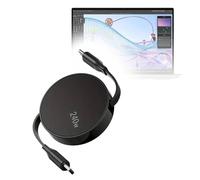 BoxWave Câble compatible avec Dell Precision 14 (5470) - PD miniSync (240 W), câble USB portable rétractable PD 240 W de type C - Noir de jais