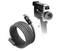 BoxWave Câble compatible avec enregistreur vidéo numérique Camp Snap CS-8 - Câble SnapWrap Thunderbolt 5.0 (1,5 m 240 W), magnétique en nylon tressé auto-enroulable rétractable - Noir de jais