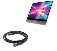 BoxWave Câble compatible avec Espresso Display 13 Touch V2 - PowerDisplay PD à angle droit (1,2 m) - USB-C vers USB-C (100 W), informations sur la puissance LED - Nylon tressé extra long - Noir de