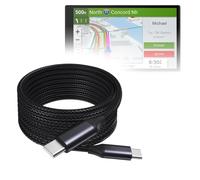 BoxWave Câble compatible avec Garmin DriveSmart 76 - Câble DirectSync PD (3 m) - USB-C vers USB-C (100 W), Long Type C tressé en alliage de nylon - Charge rapide - Noir de jais