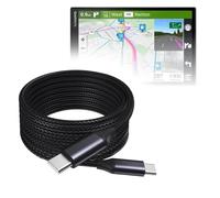 BoxWave Câble compatible avec Garmin DriveSmart 86 - Câble DirectSync PD (3 m) - USB-C vers USB-C (100 W), Long Type C tressé en alliage de nylon - Charge rapide - Noir de jais