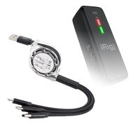 BoxWave Câble compatible avec IK Multimedia iRig Pre HD - AllCharge miniSync, rétractable, câble USB portable - Noir de jais