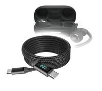 BoxWave Câble compatible avec JBL Reflect Aero TWS - Câble PowerDisplay PD (1,8 m) - USB-C vers USB-C (100 W), informations de puissance LED en nylon tressé extra long - Noir de jais
