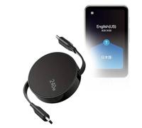 BoxWave Câble compatible avec le traducteur vocal Pocketalk Plus - PD miniSync (240 W), câble USB portable rétractable PD 240 W de type C - Noir de jais