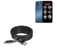 BoxWave Câble compatible avec mémoire Raz - Câble PowerDisplay PD (1,8 m) - USB-C vers USB-C (100 W), informations de puissance LED en nylon tressé extra long - Noir de jais