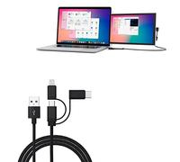 BoxWave Câble compatible avec Mobile Pixels Duex Lite (câble par BoxWave) - Câble AllCharge 3 en 1 pour Mobile Pixels Duex Lite - Noir de jais