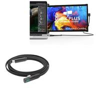 BoxWave Câble compatible avec Mobile Pixels Duex Plus - Câble PowerDisplay PD à angle droit (1,2 m) - USB-C vers USB-C (100 W), informations de puissance LED en nylon tressé extra long - Noir de jais