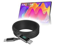 BoxWave Câble compatible avec moniteur d'ordinateur portable ARZOPA A1M - Câble PowerDisplay PD (1,8 m) - USB-C vers USB-C (100 W), informations de puissance LED en nylon tressé extra long - Noir de