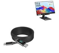 BoxWave Câble compatible avec moniteur portable Ingnok FHD IPS (15,6") - Câble PowerDisplay PD (1,8 m) - USB-C vers USB-C (100 W), informations de puissance LED en nylon tressé extra long - Noir de