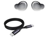 BoxWave Câble compatible avec Samsung Galaxy Buds Pro - Câble DirectSync PD (0,9 m) - USB-C vers USB-C (100 W), charge tressée de type C et synchronisation rapide - Noir de jais