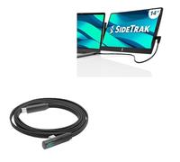 BoxWave Câble compatible avec SideTrak Swivel FHD 35,6 cm - Câble PowerDisplay PD à angle droit (1,2 m) - USB-C vers USB-C (100 W), informations de puissance LED en nylon tressé extra long - Noir de