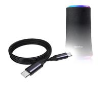 BoxWave Câble compatible avec Soundcore Flare 2 - Câble DirectSync PD (0,9 m) - USB-C vers USB-C (100 W), charge tressée de type C et synchronisation rapide - Noir de jais
