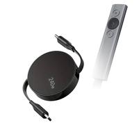 BoxWave Câble compatible avec télécommande de présentation Logitech Spotlight - PD miniSync (240 W), câble USB portable rétractable PD 240 W de type C - Noir de jais