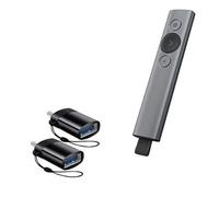 BoxWave Câble compatible avec télécommande de présentation Logitech Spotlight - USB-C vers A PortChanger (lot de 2), USB Type-C OTG USB Porte-clés portable - Noir ardoise