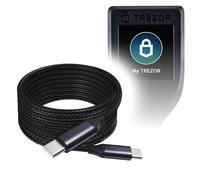 BoxWave Câble compatible avec Trezor Model T - Câble DirectSync PD (3 m) - USB-C vers USB-C (100 W), long câble en alliage de nylon tressé PD de 3 m pour Trezor Model T - Noir de jais