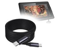 BoxWave Câble compatible avec XP-Pen Artist Display 15,6 - Câble DirectSync PD (3 m) - USB-C vers USB-C (100 W), long type C tressé en alliage de nylon - Charge rapide - Noir de jais