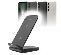BoxWave Chargeur compatible avec Sony Xperia 1 VI - Support de charge rapide sans fil (15 W), chargement sans fil Qi de bureau - Noir de jais