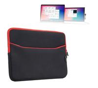 BoxWave Coque compatible avec Mobile Pixels Duex Lite - Combinaison souple avec poche, pochette en néoprène avec fermeture éclair, noir de jais avec bordure rouge