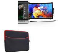 BoxWave Étui compatible avec Mobile Pixels Duex Plus - Combinaison souple avec poche, pochette souple en néoprène et poche zippée - Noir de jais avec bordure rouge