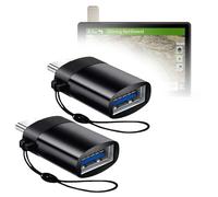 BoxWave Lot de 2 câbles compatibles avec Garmin Tread SxS - USB-C vers A PortChanger - USB Type-C OTG USB - Porte-clés portable - Noir ardoise