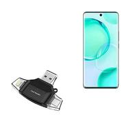 BoxWave Smart Gadget Compatible avec Huawei Honor 50 SE - Lecteur de carte SD AllReader, lecteur de carte microSD SD Compact USB - Noir de jais
