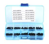 Boxwizard Lot de 1000 petites vis noires à tête cruciforme auto-taraudeuse M1 M1.2 M1.4 M1.7 Mini Schrauben