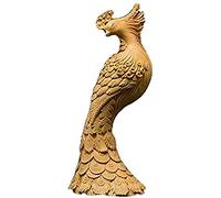 Boxwood Home Decoration Carving Figurines Zen Ornements Crafts Animal Decoration Art Gift Zen Ornements de la Sculpture de Paon Statue 506 (Couleur: par défaut)