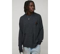 Boxy Distressed Knitted Jumper homme - gris - XS, gris