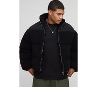 Boxy Fit Borg Nylon Mix Funnel Neck Puffer Jacket homme - noir - XS, noir