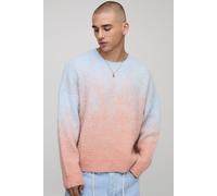 Boxy Fit Ombre Fluffy Knitted Jumper homme - bleu - XS, bleu