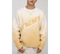 Boxy Fit Ombre Fluffy Knitted Jumper homme - jaune - XS, jaune