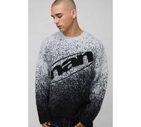 Boxy Fit Ombre Fluffy Knitted Jumper homme - noir - XS, noir
