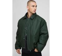 Boxy Fit Rubberised PU Padded Harrington Jacket homme - vert - XL, vert