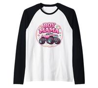 Boy Mama Monster Truck Son Fête des Mères Maman Maman Floral Manche Raglan