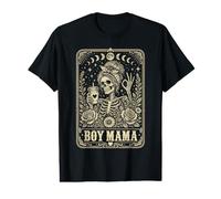 Boy Mama Skeleton Drinking Coffee Messy Bun Tarot Card T-Shirt Graphique avec Valeur