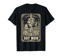 Boy Mom Skeleton Drinking Coffee Messy Bun Tarot Card T-Shirt Graphique avec Valeur