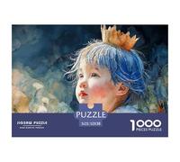 Boy with Blue Hair 1000 Pcs Carton Extra-épais Coffret De Puzzles Child with Golden Crown Anti-Stress Jeu Familial Puzzles As Birthday Gifts 52x38cm/1000pcs