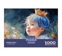 Boy with Blue Hair 1000 Pcs Carton Extra-épais Coffret De Puzzles Child with Golden Crown Stimulant Et Éducatif Défi Unique Puzzles As Birthday Gifts 70x50cm/1000pcs