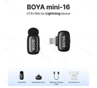 BOYA BOYA Mini Microphone à revers Lavalier sans fil pour iPhone iPad Android type-c téléphone diffusion en direct enregistrement Audio vidéo Vlog (16 (1TX-1RX) Lightning)