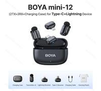 BOYA BOYA Mini Microphone à revers Lavalier sans fil pour iPhone iPad Android type-c téléphone diffusion en direct enregistrement Audio vidéo Vlog (12 (2TX-2RX-CC) -ltg-c)