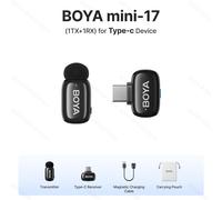 BOYA BOYA Mini Microphone à revers Lavalier sans fil pour iPhone iPad Android type-c téléphone diffusion en direct enregistrement Audio vidéo Vlog (17 (1TX-1RX) -TYPE-C)