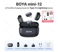 BOYA BOYA Mini Microphone à revers Lavalier sans fil pour iPhone iPad Android type-c téléphone diffusion en direct enregistrement Audio vidéo Vlog (12-LTG-C-Gift)