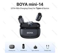BOYA BOYA Mini Microphone à revers Lavalier sans fil pour iPhone iPad Android type-c téléphone diffusion en direct enregistrement Audio vidéo Vlog (14 (2TX-1RX-CC) Type-C)