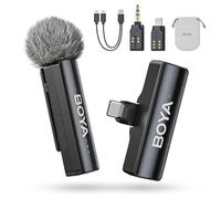 BOYA BOYALINK 2 A1 Microphone pour iPhone Android Appareil photo, 48 kHz 24 bits, 300 m, microphone Lavalier sans fil, annulation de bruit, mini microphone, micro clip, USB-C/Lightning/3,5 mm TRS Plug