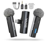 BOYA BOYALINK 2 A2 Microphone pour iPhone Android Appareil photo, 48 kHz 24 bits, 300 m, microphone Lavalier sans fil, annulation de bruit, mini microphone, micro clip, USB-C/Lightning/3,5 mm TRS Plug