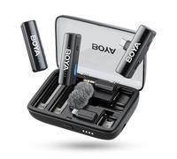 BOYA BOYALINK 2 Lot de 2 Microphones Lavalier sans Fil pour iPhone, Appareil Photo, Android, Mini Microphones sans Fil, 48 kHz 24 Bits, 1000 ft, 30 h d'utilisation, réduction du Bruit, Clip sur Micro