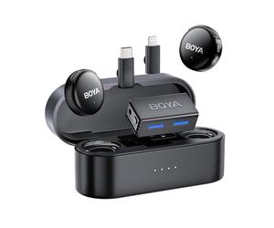 BOYA BOYALINK 3 Microphone cravate sans fil tout-en-un pour appareil photo/iPhone/Android, mini microphone avec réduction du bruit AI, durée de 30 h, portée de transmission de 300 m pour Vlog, TikTok