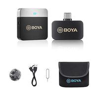 BOYA BY-M1V3 Microphones sans fil de type C, système de microphone numérique sans fil 2,4 GHz avec portée sans fil de 60 m mono et stéréo pour appareils USB-C, smartphones, tablettes en vlogging